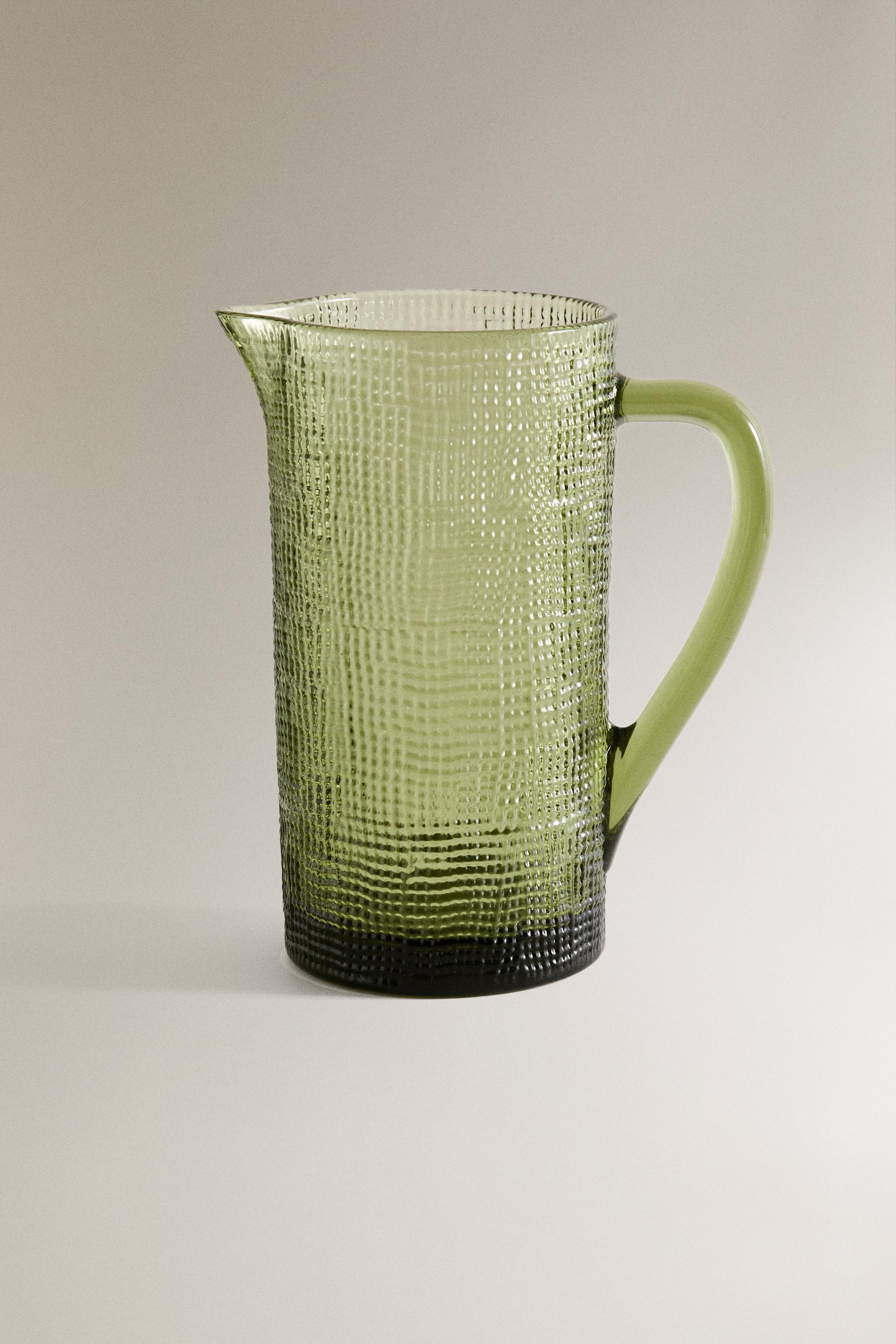 RAISED DESIGN GLASS PITCHER
